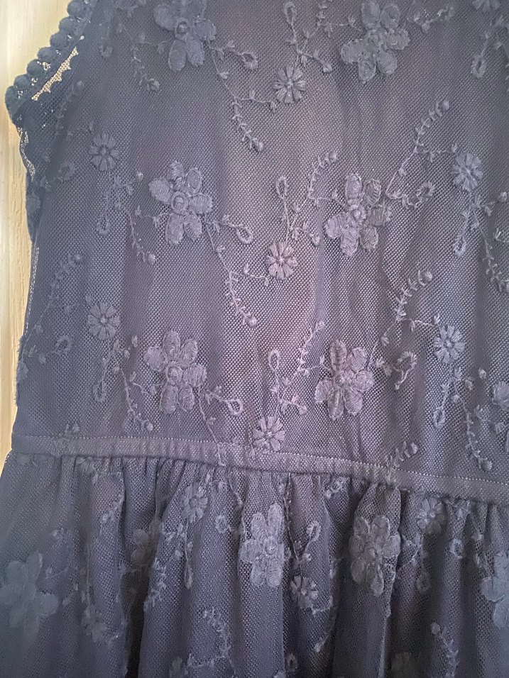 Lacivert Dantel Midi Abiye Elbise - Görsel 2