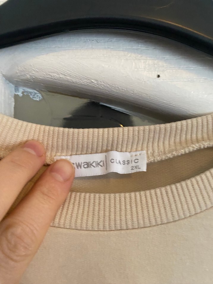 Bej Kadın Uzun Kollu Oversize Sweatshirt - Görsel 2