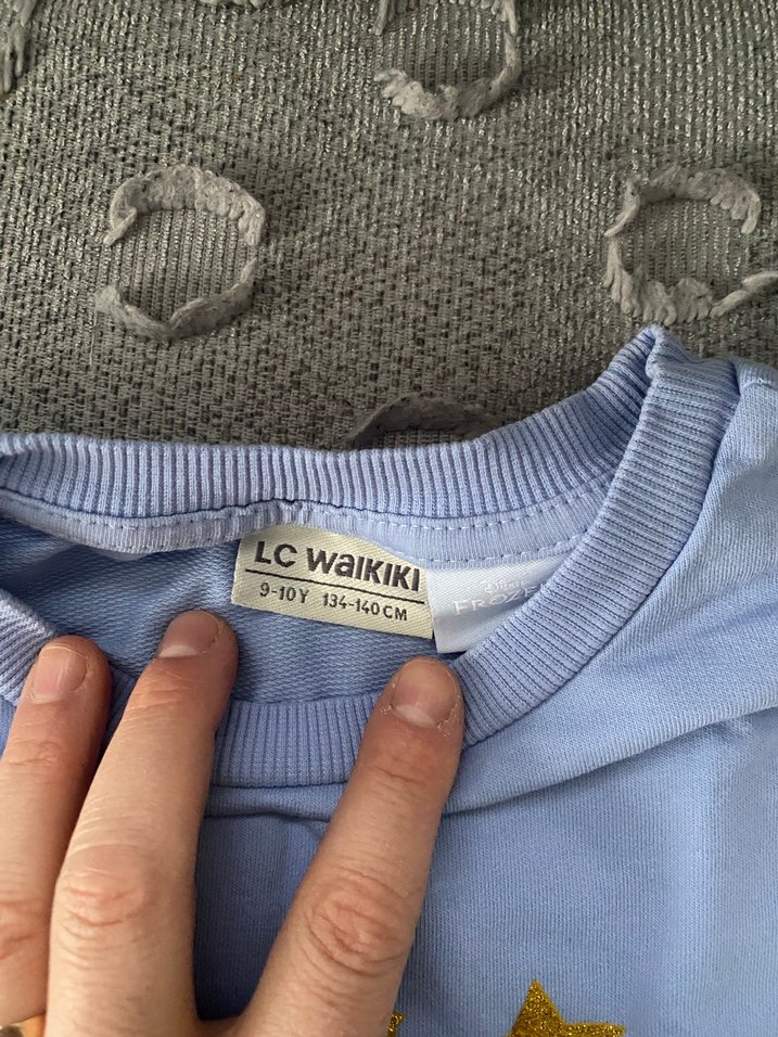 Kız Çocuk Mavi Payetli Baskılı Sweatshirt - Görsel 2