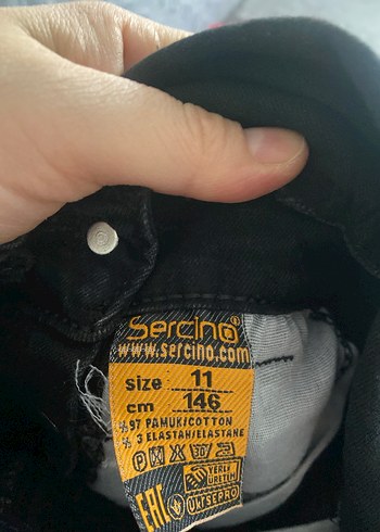 Düğmeli Siyah Kadın Denim Salopet - Görsel 3