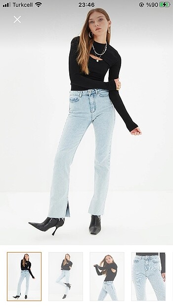 paçası yırtmaçlı jean