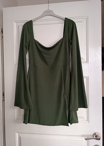 Zara Uzun Kollu, V Yakalı, Drapeli Mini Elbise