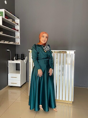 Diğer Yeşil saten elbise