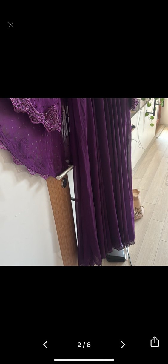 Mor İşlemeli Uzun Kadın Abiye - Görsel 2