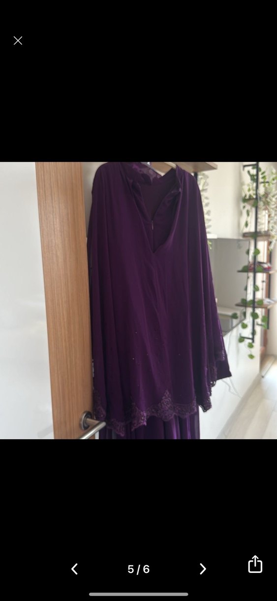 Mor İşlemeli Uzun Kadın Abiye - Görsel 3