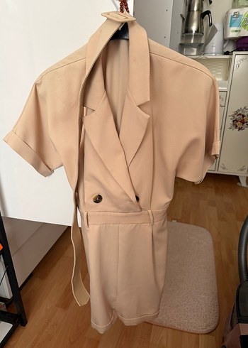 Bej şort ceket tulum - Görsel 3