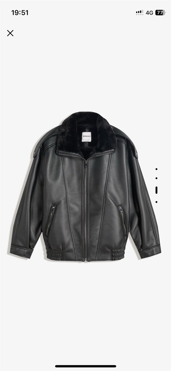 Bershka oversize kürklü deri ceket - Görsel 3