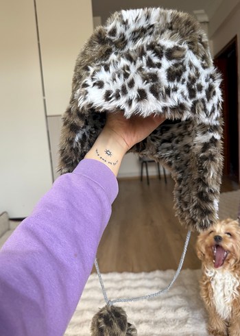 Leopar kürklü şapka - Görsel 5