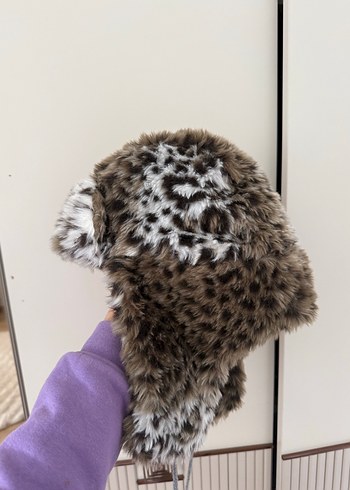 Leopar kürklü şapka - Görsel 4