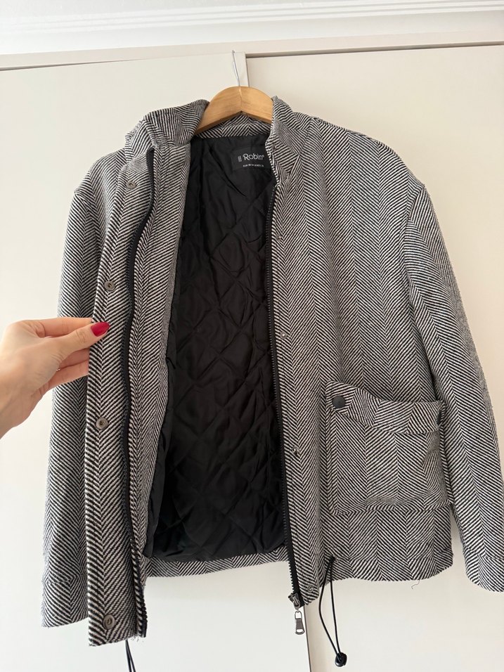 Siyah Astarlı Cepli Kaşe Mont - Görsel 2