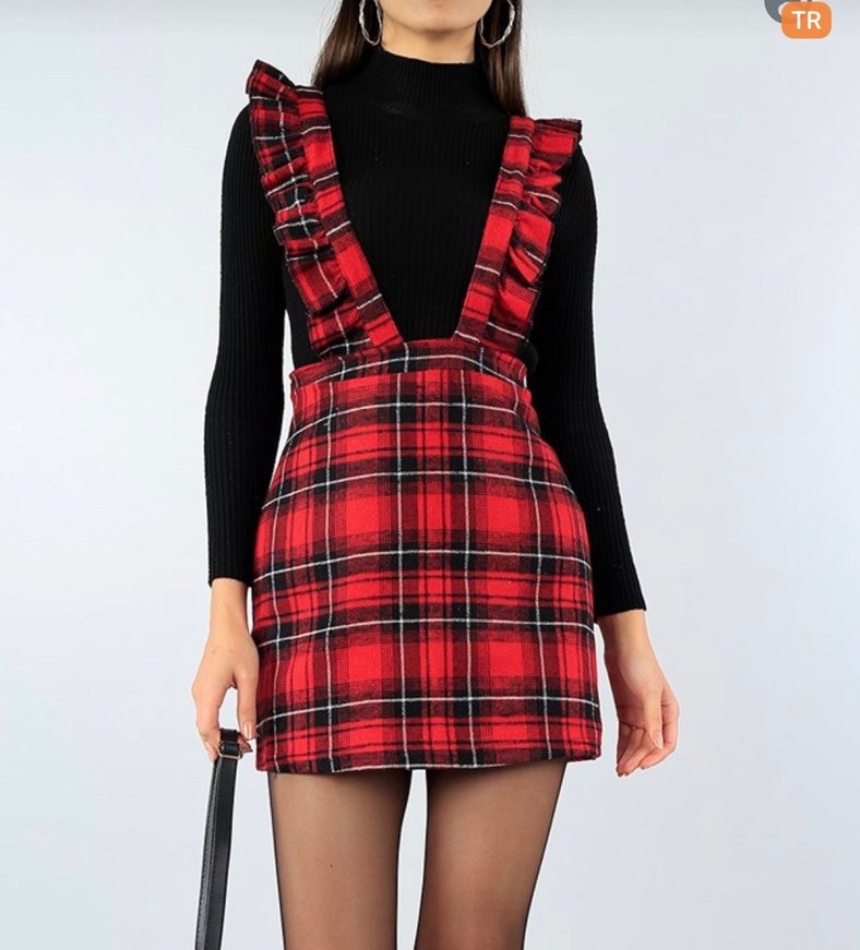 Ekoseli Desenli Salopet Etek - Görsel 2