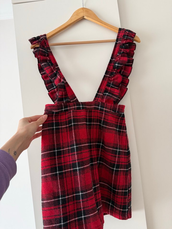 Ekoseli Desenli Salopet Etek - Görsel 3