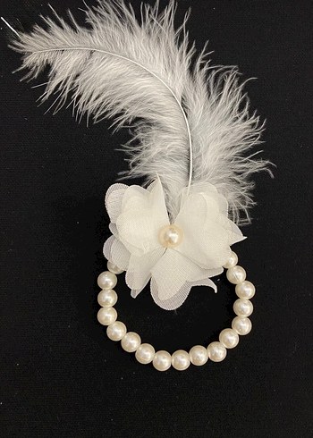 Beyaz tüylü incili Nedime bileklik - Görsel 5