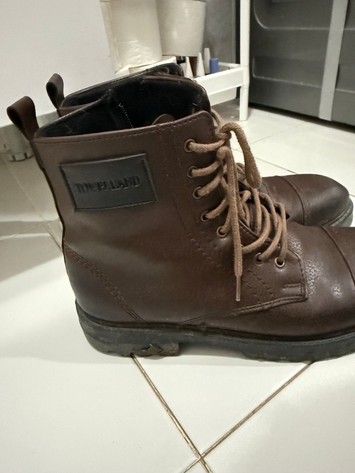 Kahverengi Deri Kadın Biker Bot - Görsel 2