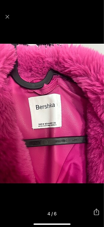 m Beden pembe Renk Pembe Kürklü Deri ceket