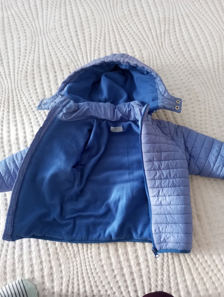 Erkek Çocuk Mavi Kapüşonlu Fermuarlı Mont - Görsel 2