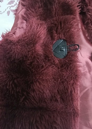 Bordo Kürklü Bohem kız çocuk Yelek - Görsel 3