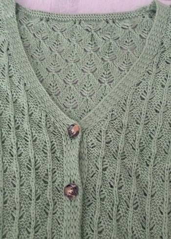 mint yeşili V Yaka Örgü Kadın Hırka - Görsel 2