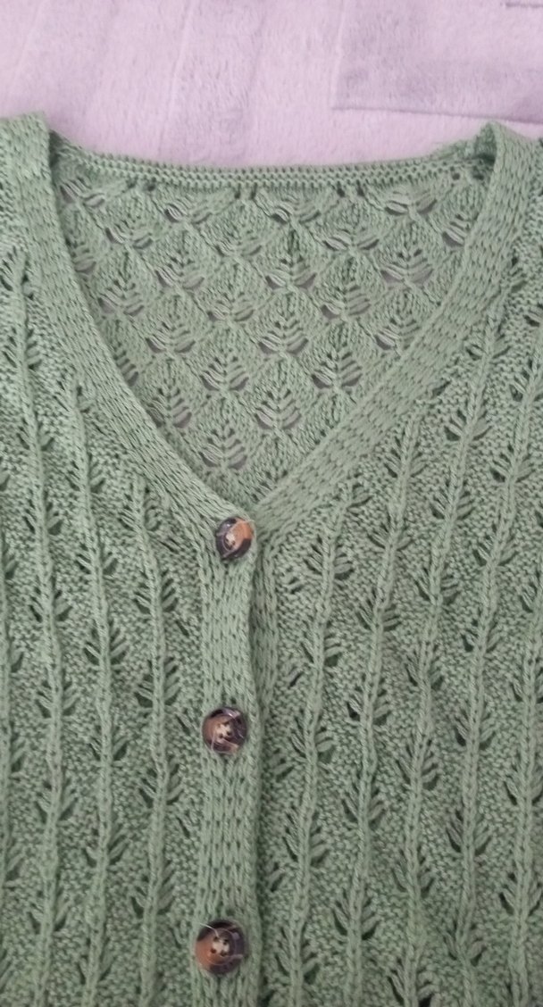 mint yeşili V Yaka Örgü Kadın Hırka - Görsel 2