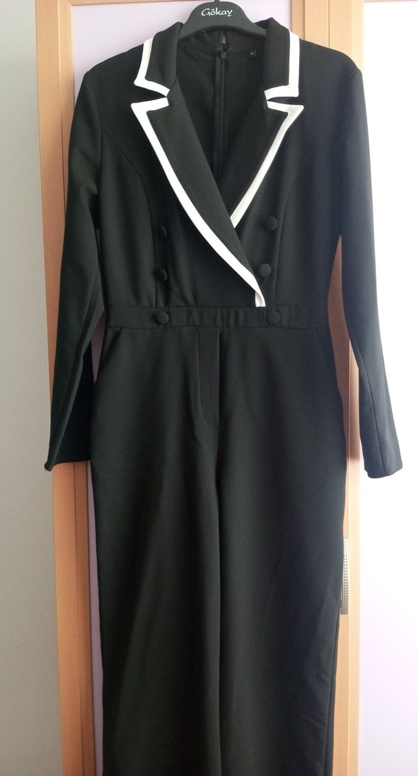 Siyah Uzun Kollu Kadın Tulum - Görsel 3