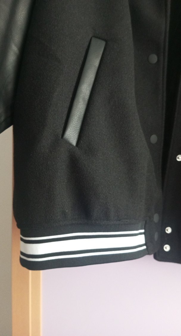 Düğmeli Siyah Deri Kadın bomber Ceket - Görsel 2