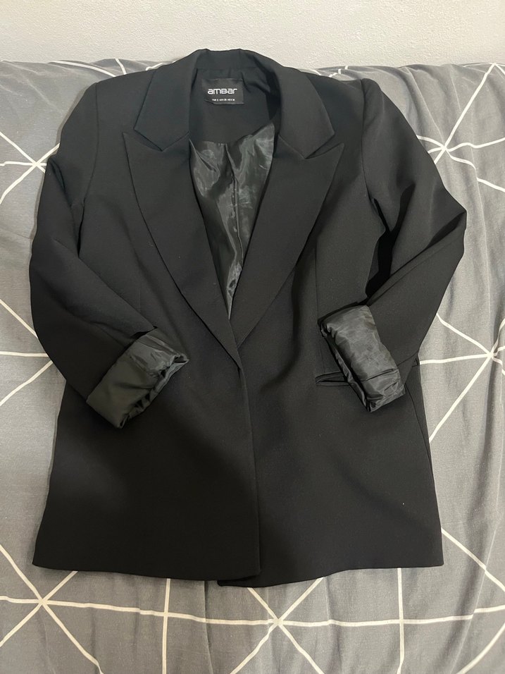 Siyah Düğmeli Kadın Blazer Ceket - Görsel 2