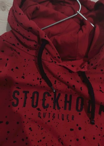 Kırmızı Kapüşonlu Street Style Sweatshirt - Görsel 3