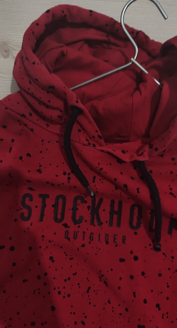 Kırmızı Kapüşonlu Street Style Sweatshirt - Görsel 3