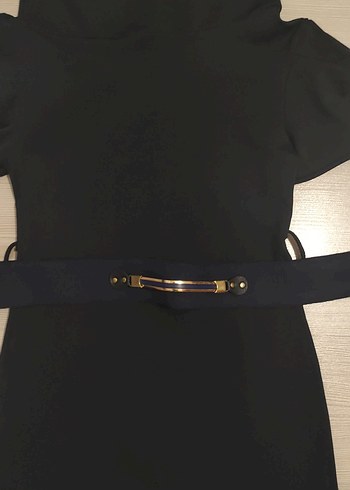 kısa lacivert İnce Kemerli Elbise - Görsel 2