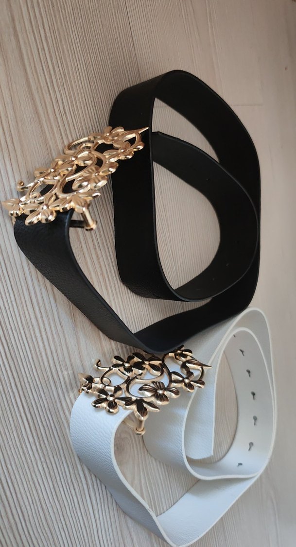 toka detaylı siyah ve beyaz kemer - Görsel 2