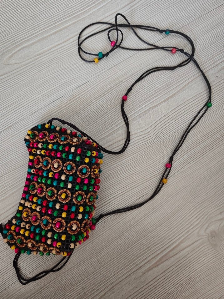 Renkli Boncuklu El Yapımı Bohem çanta - Görsel 2