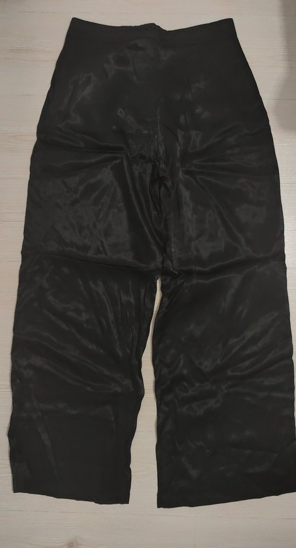 Siyah  Kadın Salaş saten Pantolon - Görsel 4