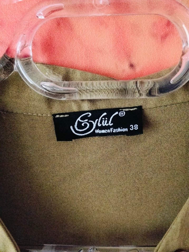 Kadın Haki Keten Uzun Kollu Tunik - Görsel 5