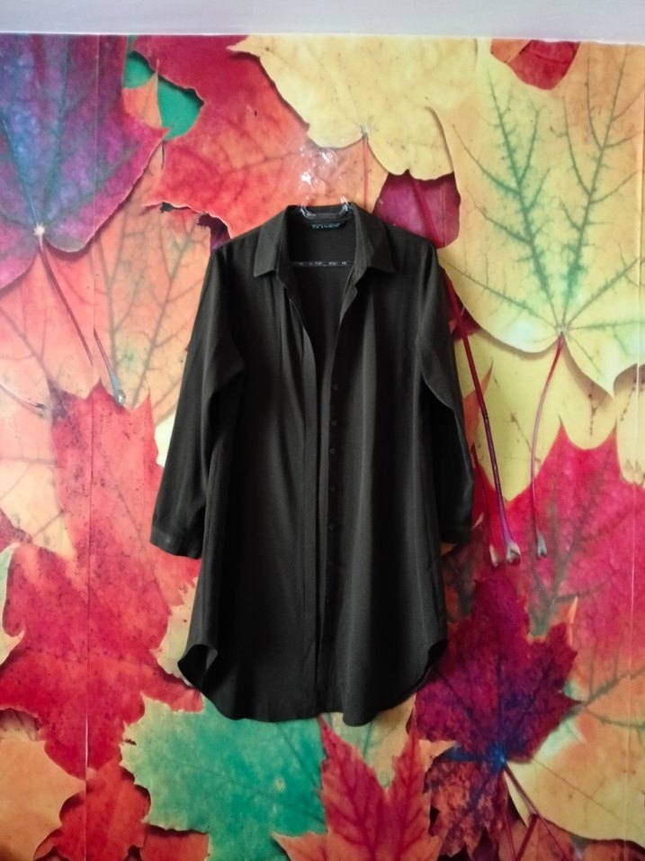 Koyu Yeşil Uzun Kollu Gömlek Tunik - Görsel 2