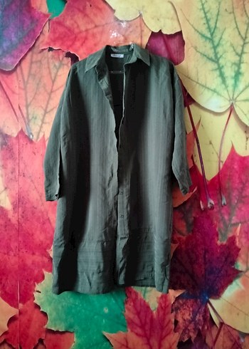 Uzun Kollu, Düğmeli Keten Kadın Gömlek Tunik - Görsel 2