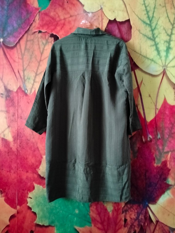 Uzun Kollu, Düğmeli Keten Kadın Gömlek Tunik - Görsel 3