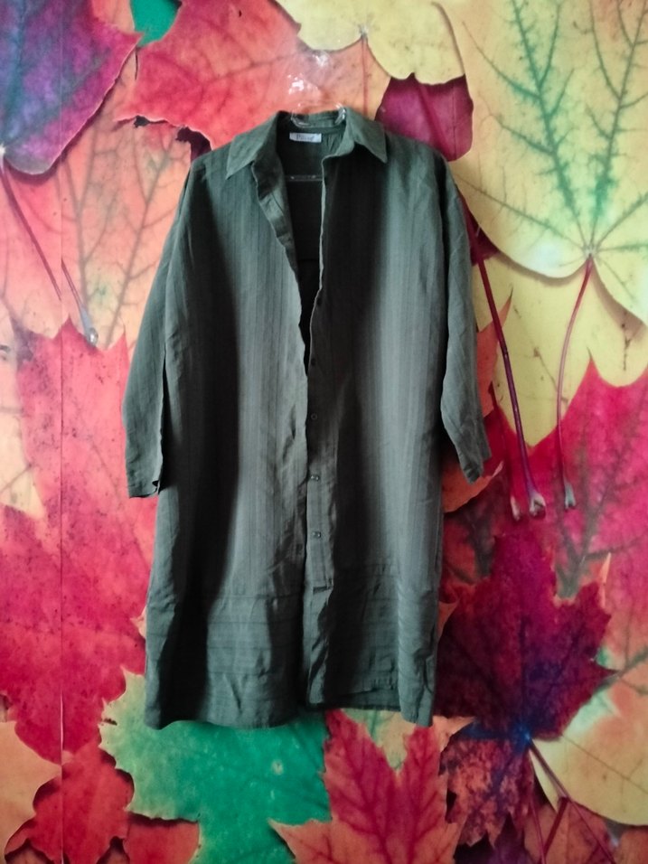 Uzun Kollu, Düğmeli Keten Kadın Gömlek Tunik - Görsel 2