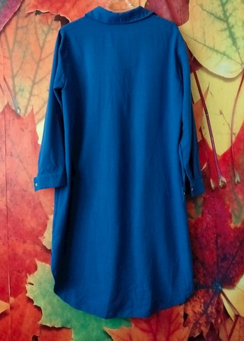 Uzun Kollu Mavi Kadın Tunik - Görsel 3