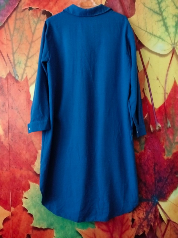 Uzun Kollu Mavi Kadın Tunik - Görsel 3