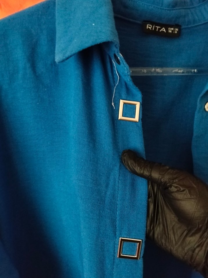 Uzun Kollu Mavi Kadın Tunik - Görsel 4