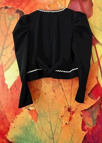 Düğmeli Siyah Kız Bolero - Görsel 2