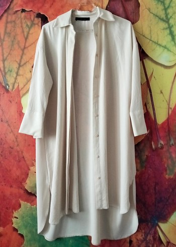 Uzun Kesim Beyaz Salaş Tunik - Görsel 2