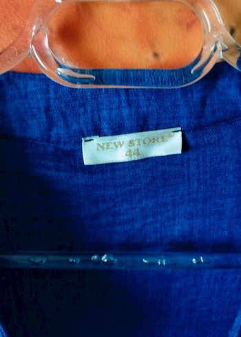 Düğmeli Mavi Uzun Keten Tunik - Görsel 4