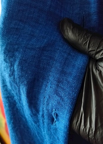 Düğmeli Mavi Uzun Keten Tunik - Görsel 5