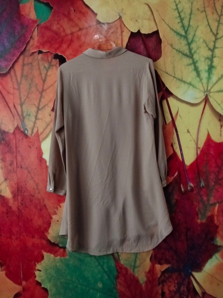 Uzun Kollu Bej Bohem Kadın Tunik - Görsel 3