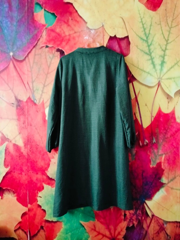 Düğmeli koyu Yeşil Uzun Tunik - Görsel 3