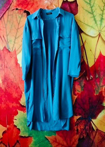 Uzun Turkuaz Kadın Tunik - Görsel 2