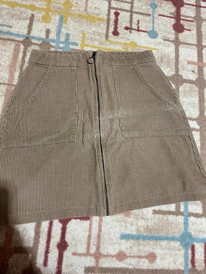 Fermuarlı  Bej Keten Kadın Pantolon - Görsel 3