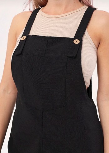 Armonika kadın siyah bahçivan tulum - Görsel 2