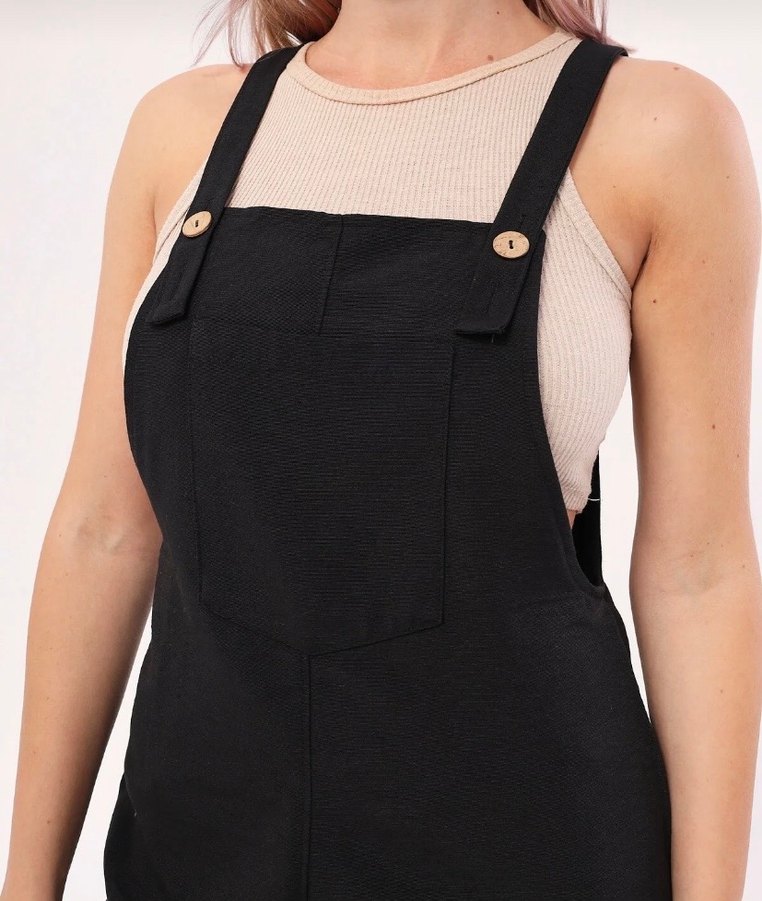 Armonika kadın siyah bahçivan tulum - Görsel 2